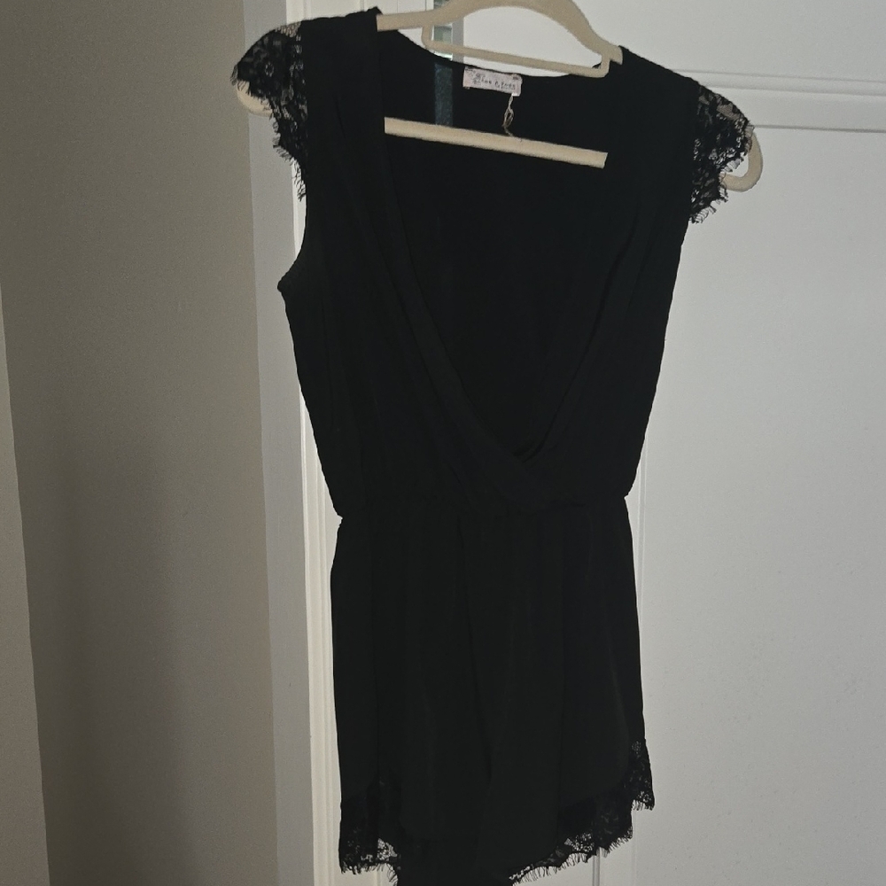 Black Lace Trim Dress